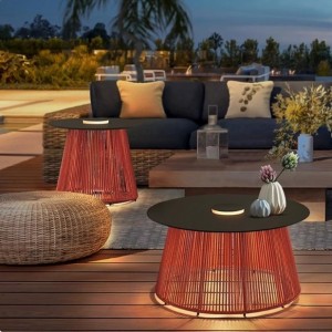 Solar-Powered Wicker Ironwork Coffee Table