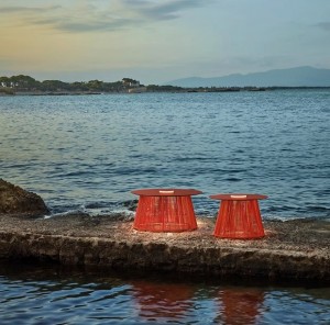 Solar-Powered Wicker Ironwork Coffee Table