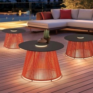 Solar-Powered Wicker Ironwork Coffee Table