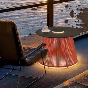 Solar-Powered Wicker Ironwork Coffee Table