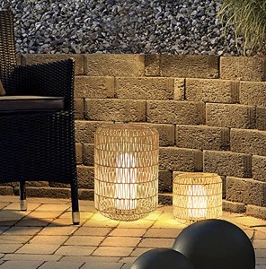 Solar-Powered Wicker Garden Lantern