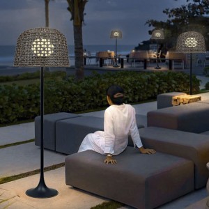 solar black rattan light