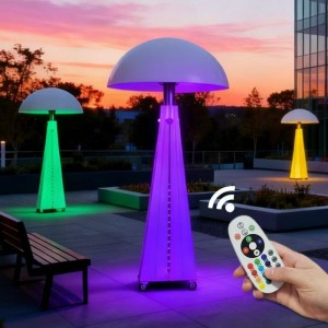 2000W Outdoor Led Light Umbrella Patio Heater with Two Halogen Tube Heating element Free Standing